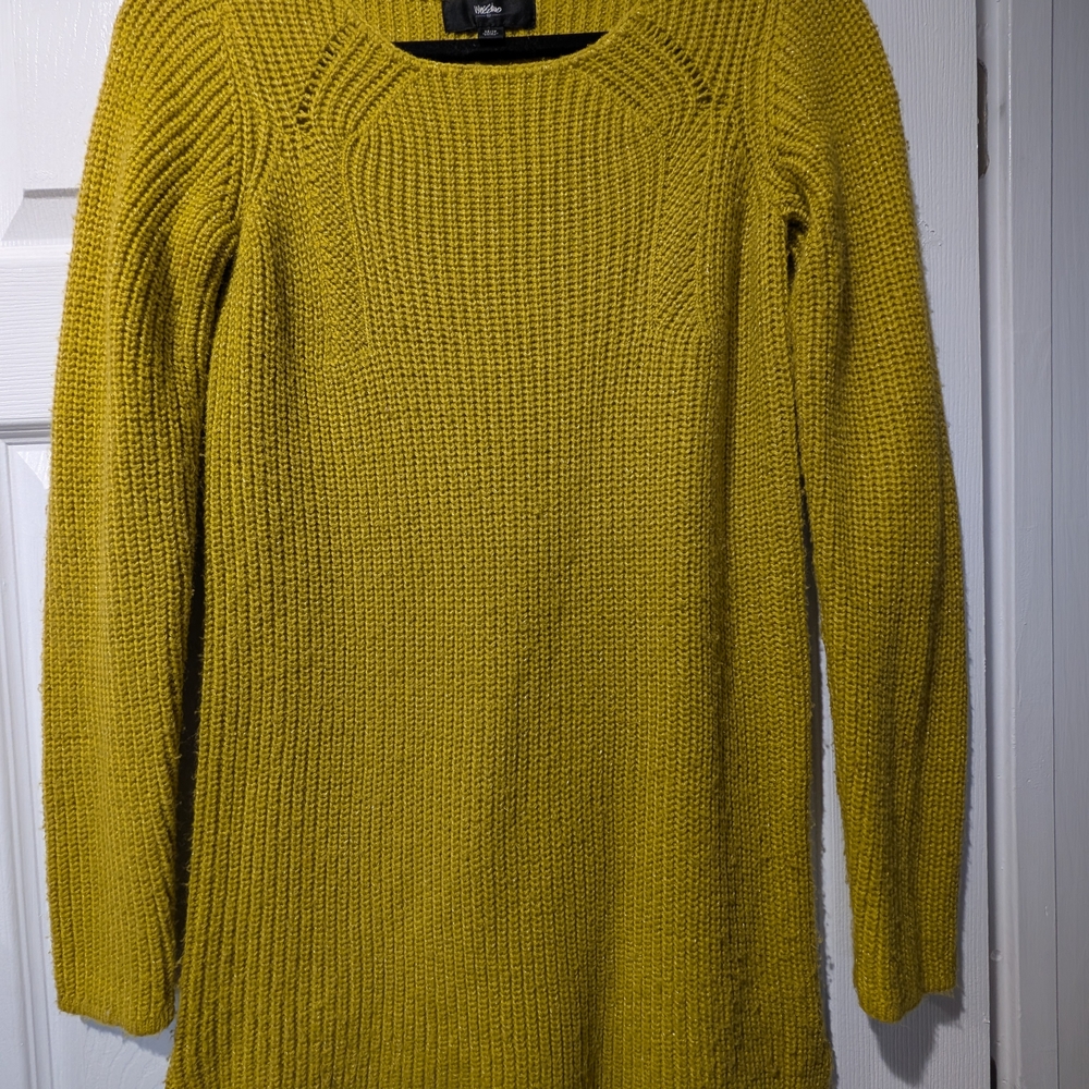 Women's Lime Green Tunic Length Knit Sweater